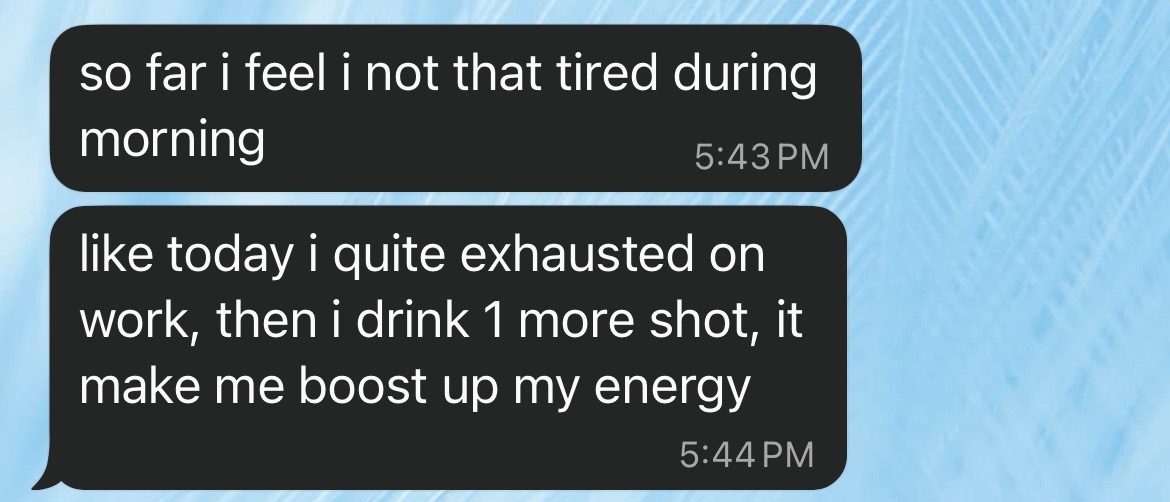 Anonymous customer feedback about their morning routine