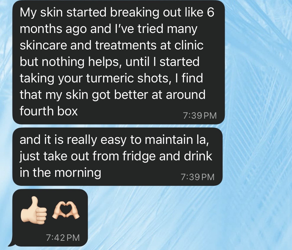 Anonymous customer feedback sharing their personal skin experience